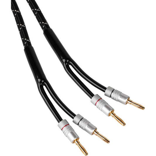 Audtek 14 AWG 6ft Professional Grade Braided Speaker Cable Wire with Gold Plated Banana Plugs