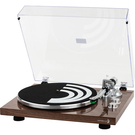 Dayton Audio Belt Drive Turntable with USB, Bluetooth, Audio-Technica AT-VM95E Cartridge - Wood