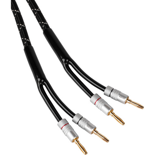 Audtek 14 AWG 12ft Professional Grade Braided Speaker Cable Wire with Gold Plated Banana Plugs